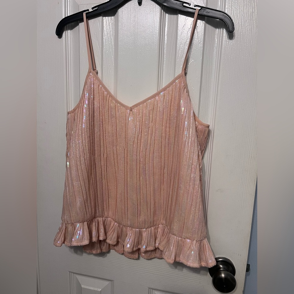 Anthropologie Blush Sequin Camisole